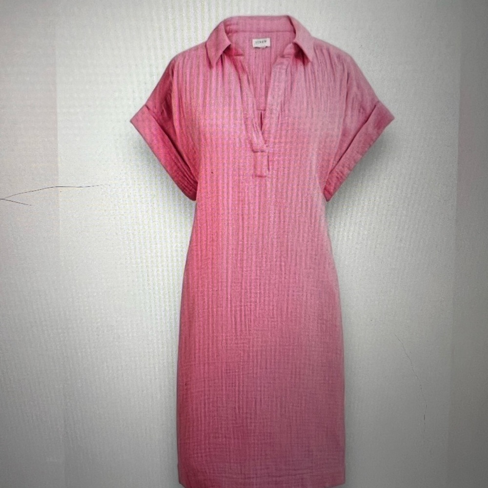 J Crew Pink Medium Gauze Shirt Dress Size Medium - Picture 6 of 7
